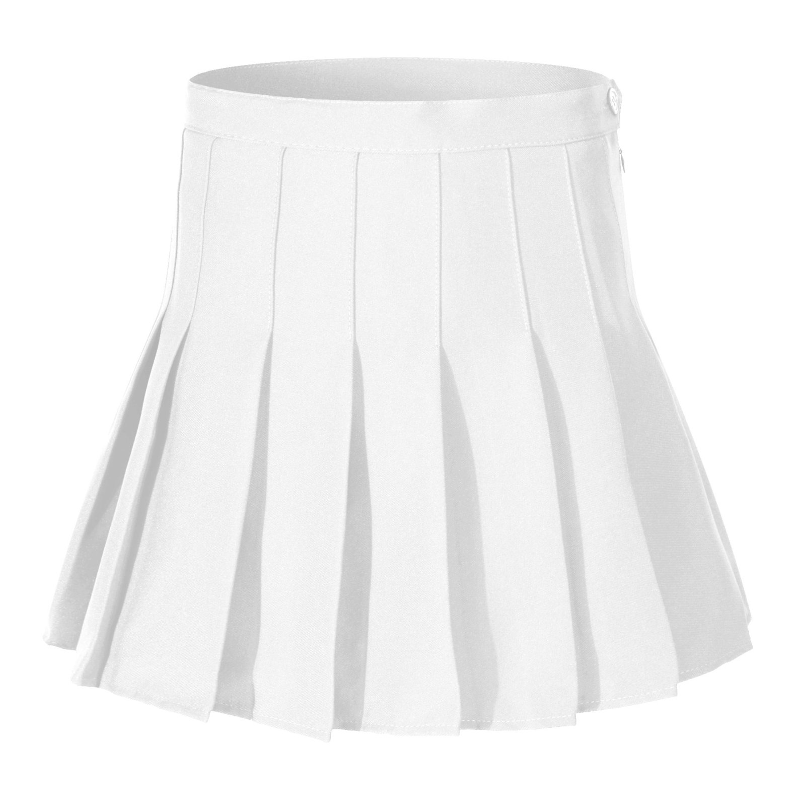 Girl's High Waist Solid Pleated Mini Tennis Skort short costumes( XS , White)