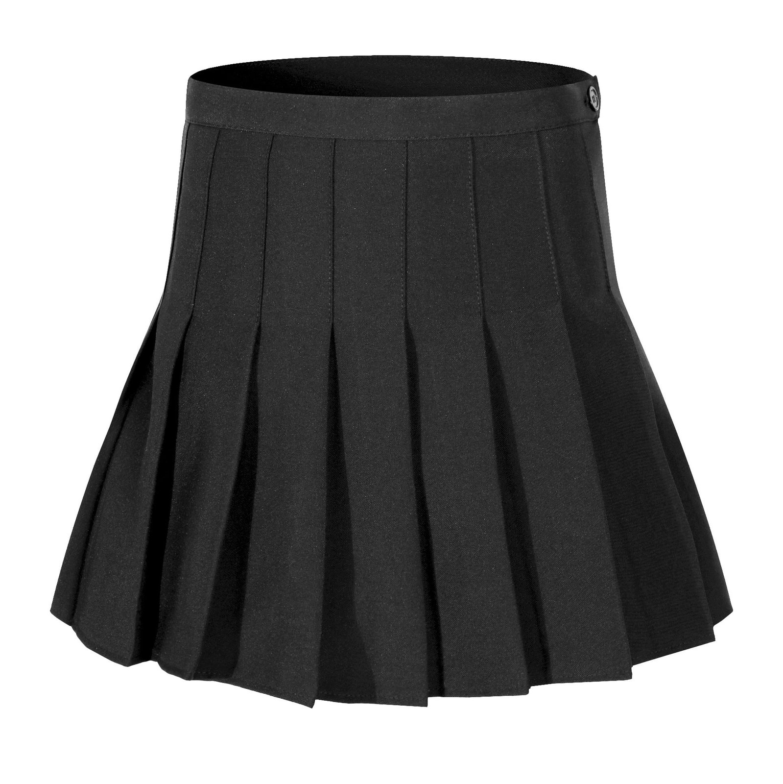 Girl`s High Waist Solid Pleated Mini Slim Single Tennis dress Skirts (XS, Black)