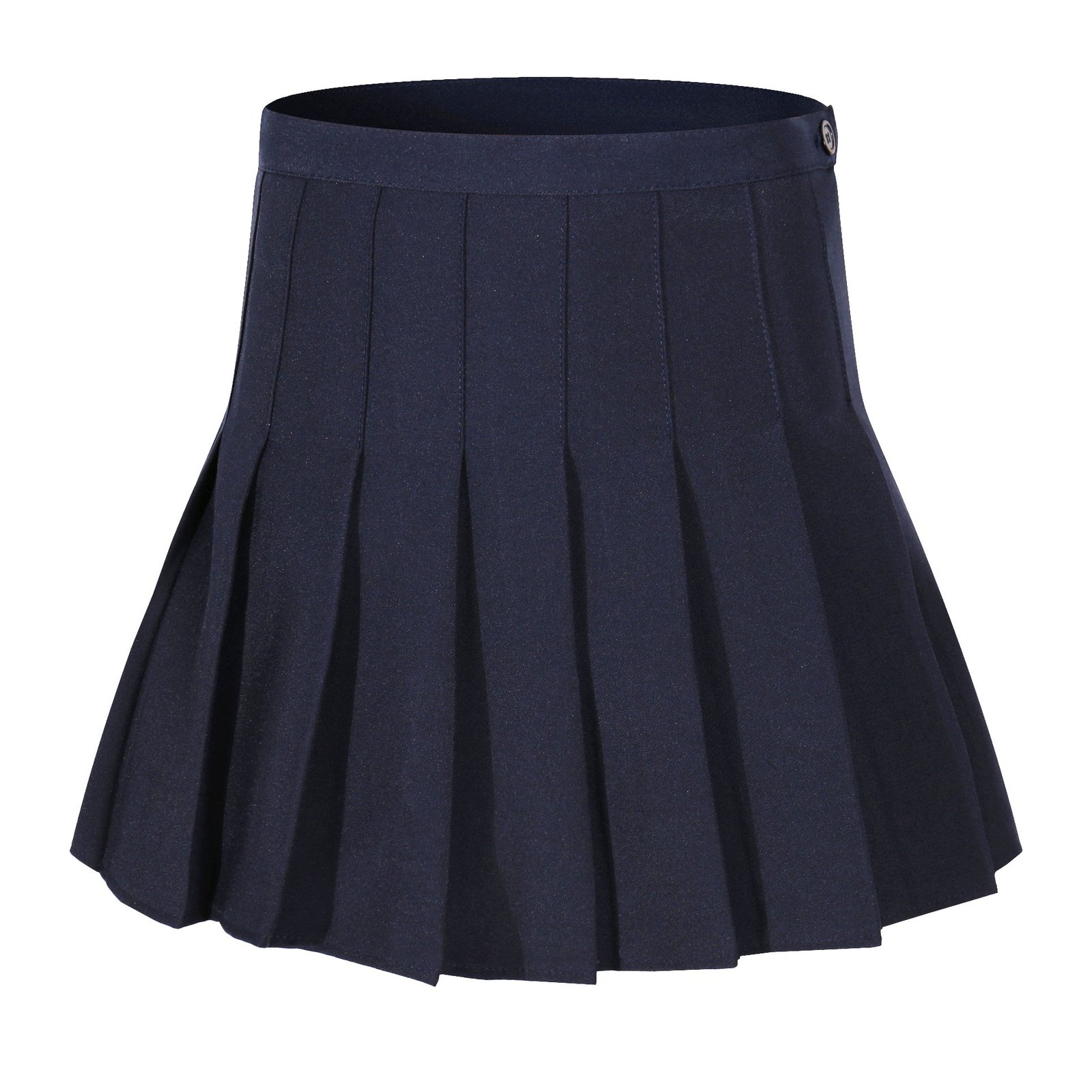 Girl's High Waist Solid Pleated Mini Slim Single Tennis Skirts ( XS, Dark Blue)