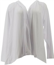 Cuddl Duds Flexwear Open-Front Wrap Back Pleat Soft White S NEW A392420 - $24.73