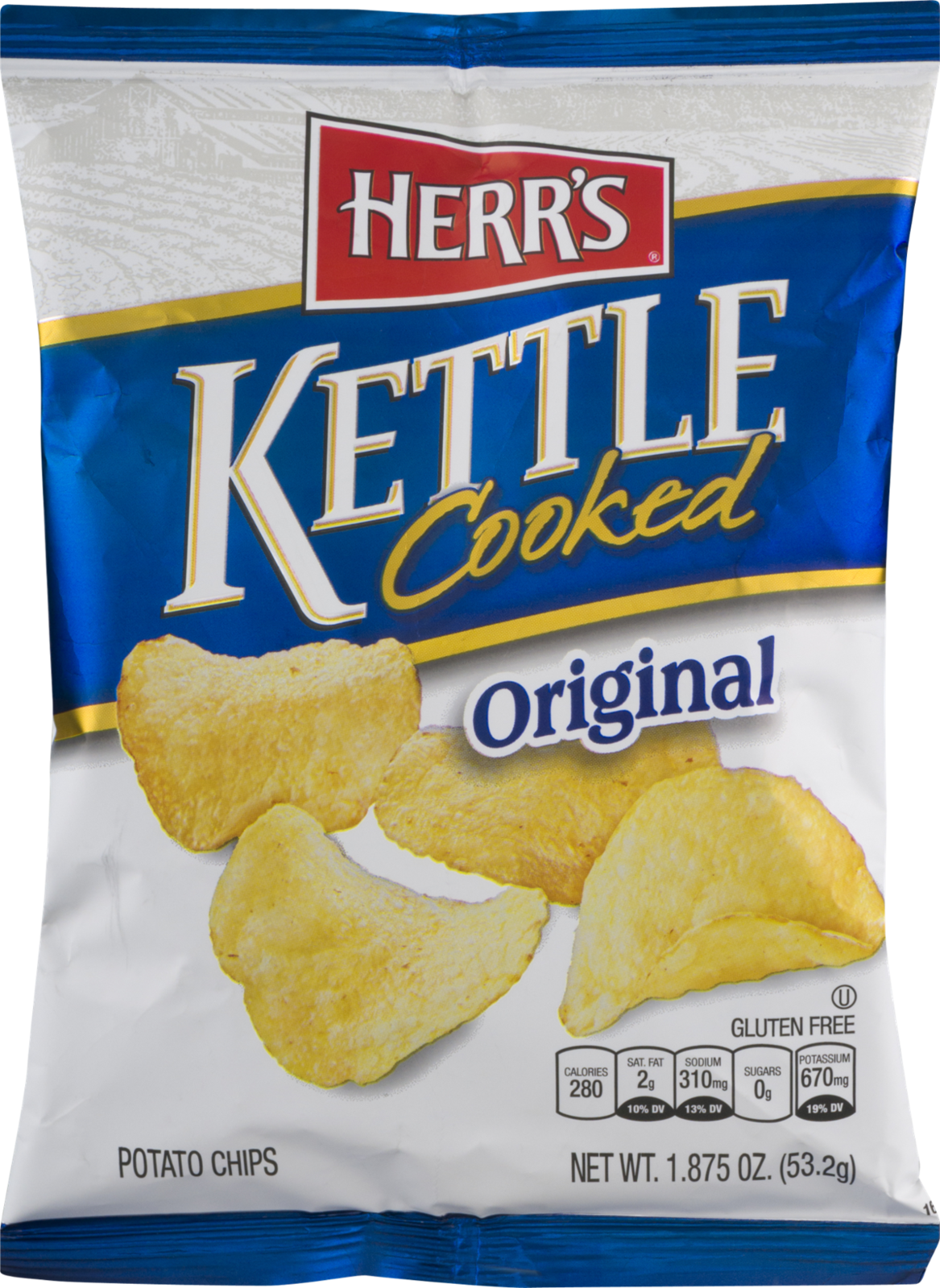 Herr's Kettle Cooked Potato Chips Original 8 Oz. (4 Bags) Food