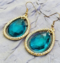 Teal jeweled Drop Earrings - $22.00