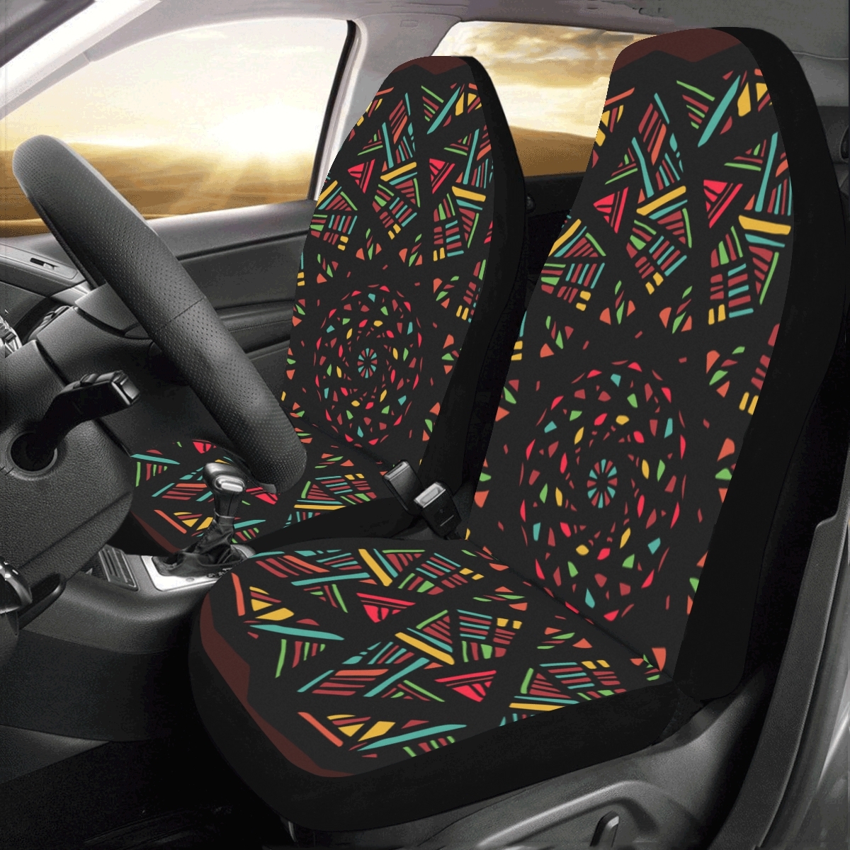Beautiful Stained Glass Rose Universal Fit Auto Drive Car Seat Covers