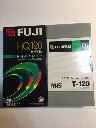 Fujifilm VHS Blank Factory Sealed Tapes 6 Hours HQ 120 New Lot 2 Video Cassette 