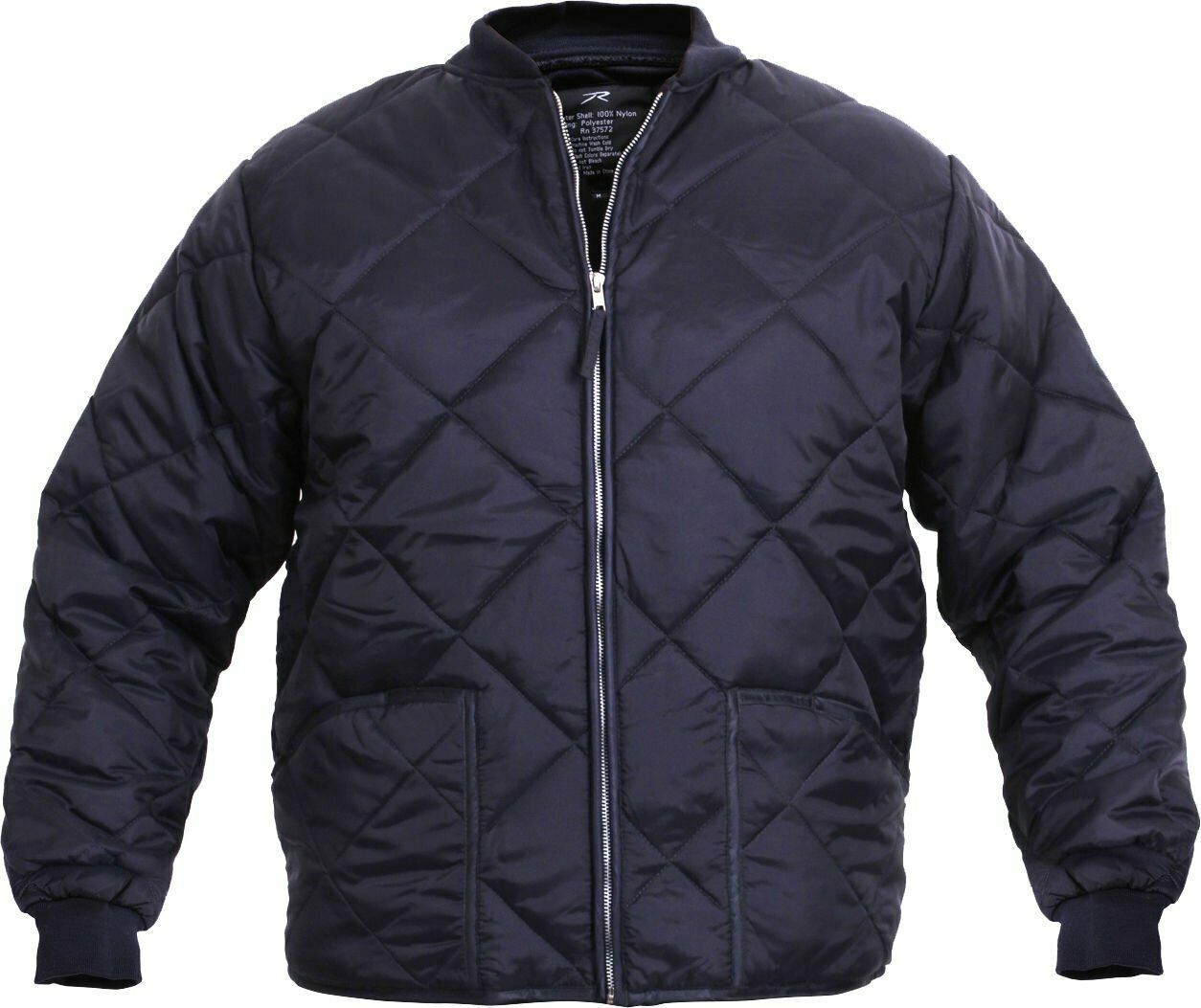 Mens Navy Blue Quilted Nylon Diamond Jacket Water Resistant High Quality Fashion Outerwear