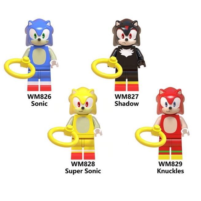 Sonic the Hedgehog Minifigures Super Sonic Shadow Knuckles Lego Block ...