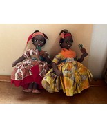 Lot of 2 Central America Handmade Painted Dark Skinned Faces w Red or Or... - $14.89