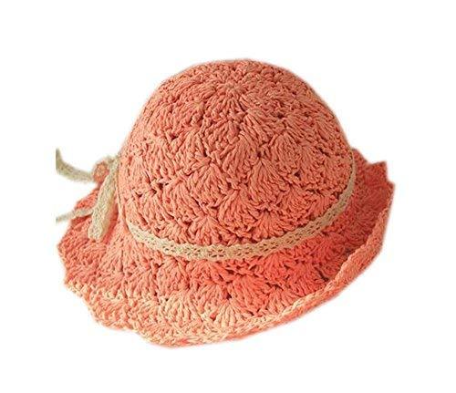 PANDA SUPERSTORE Sweet Girl's Straw Hat Coral Crochet Sun Hat for Kids