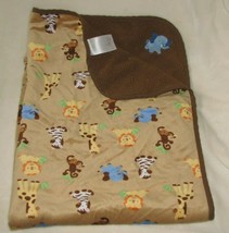 Kidsline Jungle 123 Monkey Printed Boa Baby Blanket Cream Ivory Fleece Soft 