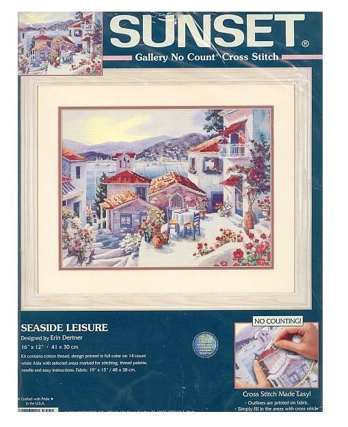 Sunset SEASIDE LEISURE Gallery No Count Cross Stitch Kit New 13955 Kit Dertner - $75.99