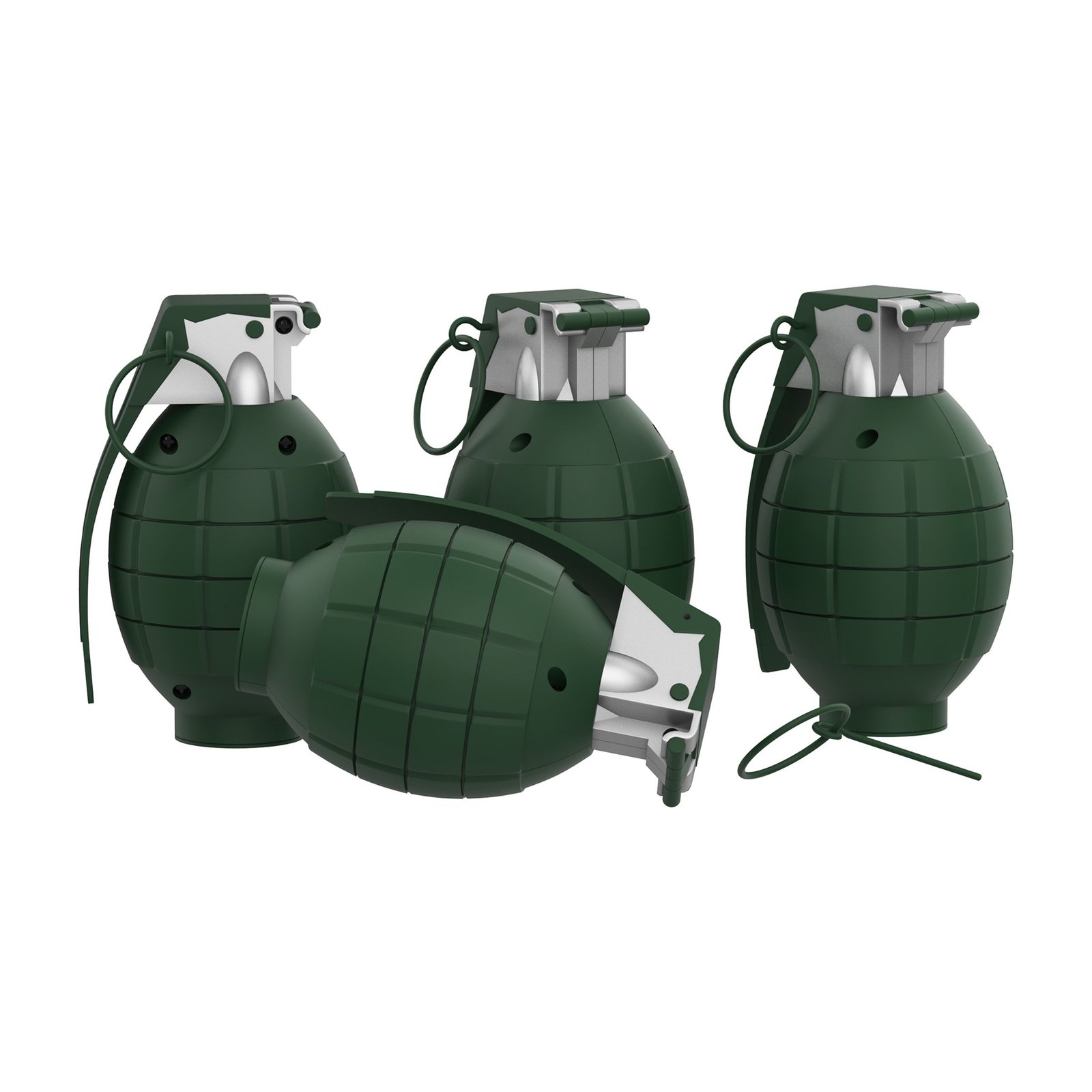 Toy Grenade Set of 4 with Trigger, Pull Pin, Realistic Explosion Sound EffectsM Developmental