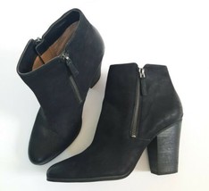 Michael Kors 10 Denver Booties Black Leather Double Zip Block Heel - £22.95 GBP