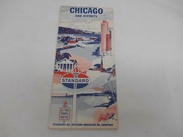 Old Vtg Standard Oil Division American Oil Co. Folding Road Street Map Chicago - $19.79