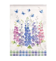 Delphiniums and Butterflies Satin Garden Flag- 2 Sided Message, 12.5&quot; x 18&quot; - $22.00