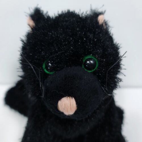 Webkinz Black Cat Plush HM135 RETIRED No Code Stuffed Animal Green Eyes ...