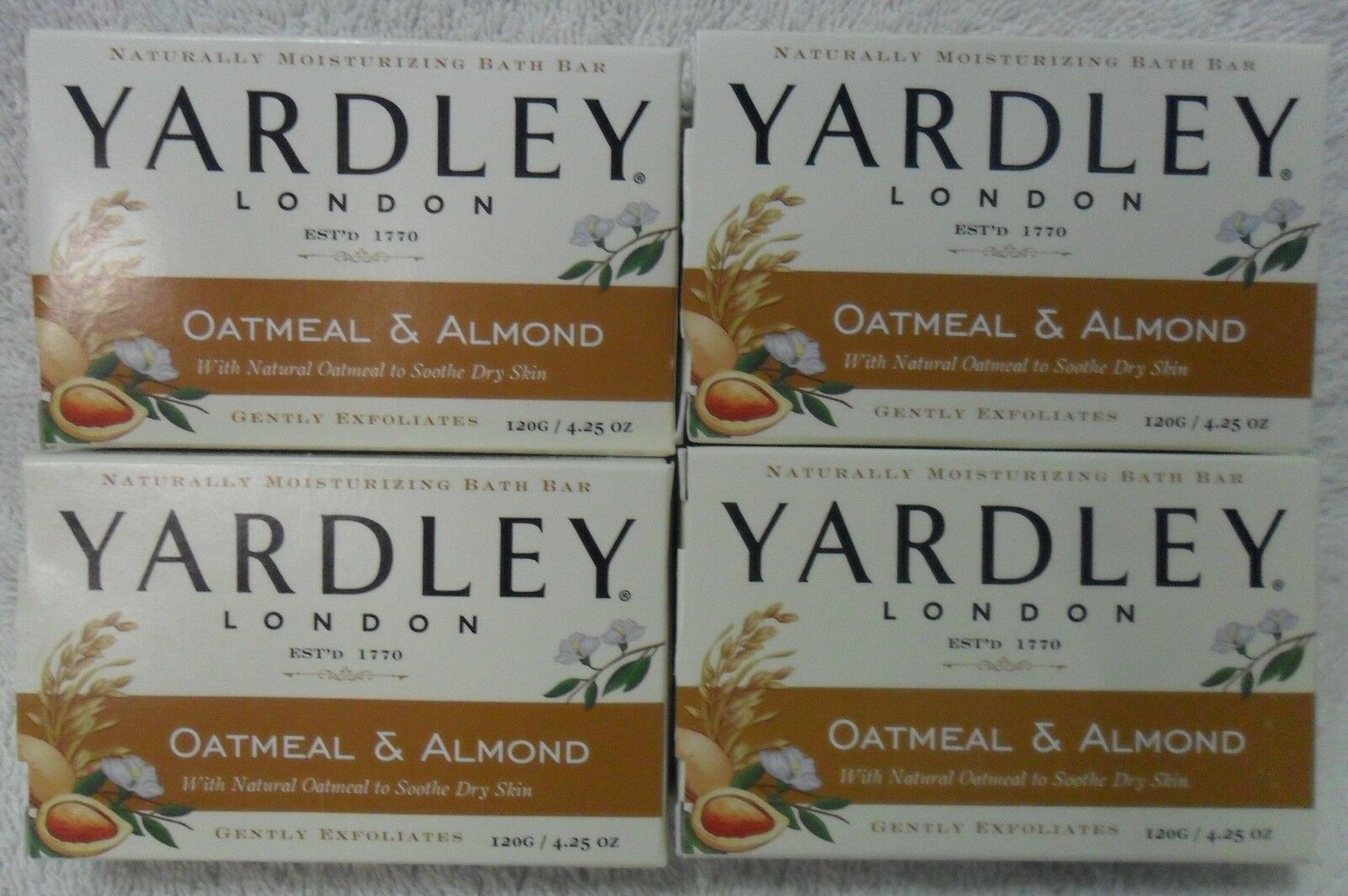Qty 4 New Yardley London Oatmeal & Almond Moisturizing & Soothing Bath Soap Bars - $12.89