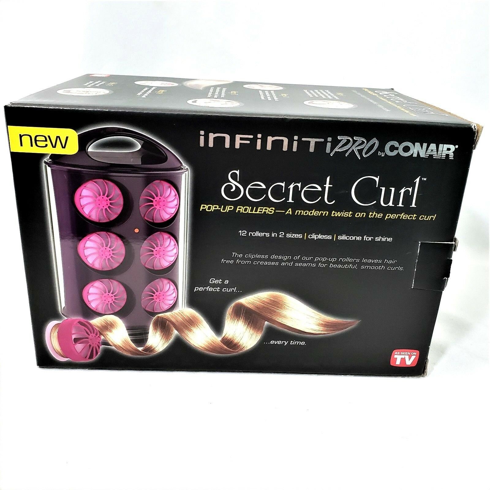 Conair Infiniti Pro Secret Curl Pop Up Rollers HS63 Clipless 12 Rollers ...