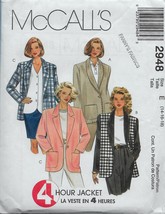 McCalls 2948 Women Jacket, Lined or Unlined, Summer Fall Casual, Sizes 14 16 18 - $15.00