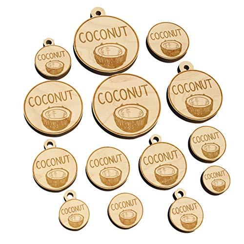 Coconut Text with Image Flavor Scent Mini Wood Shape Charms Jewelry DIY Craft -