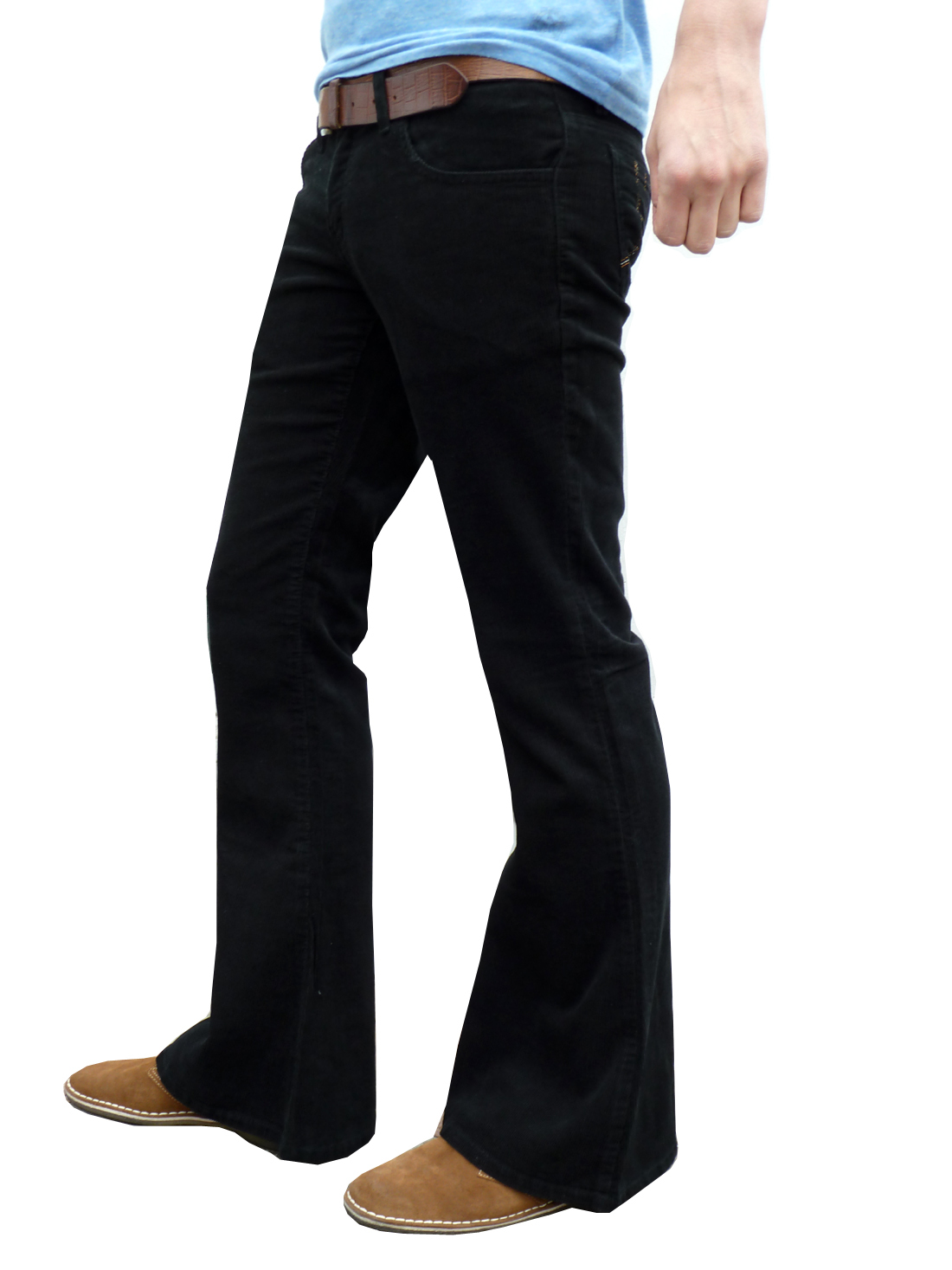 Mens Flares Black Corduroy Flared Bell Bottoms Pants Hippie indie 70s ...