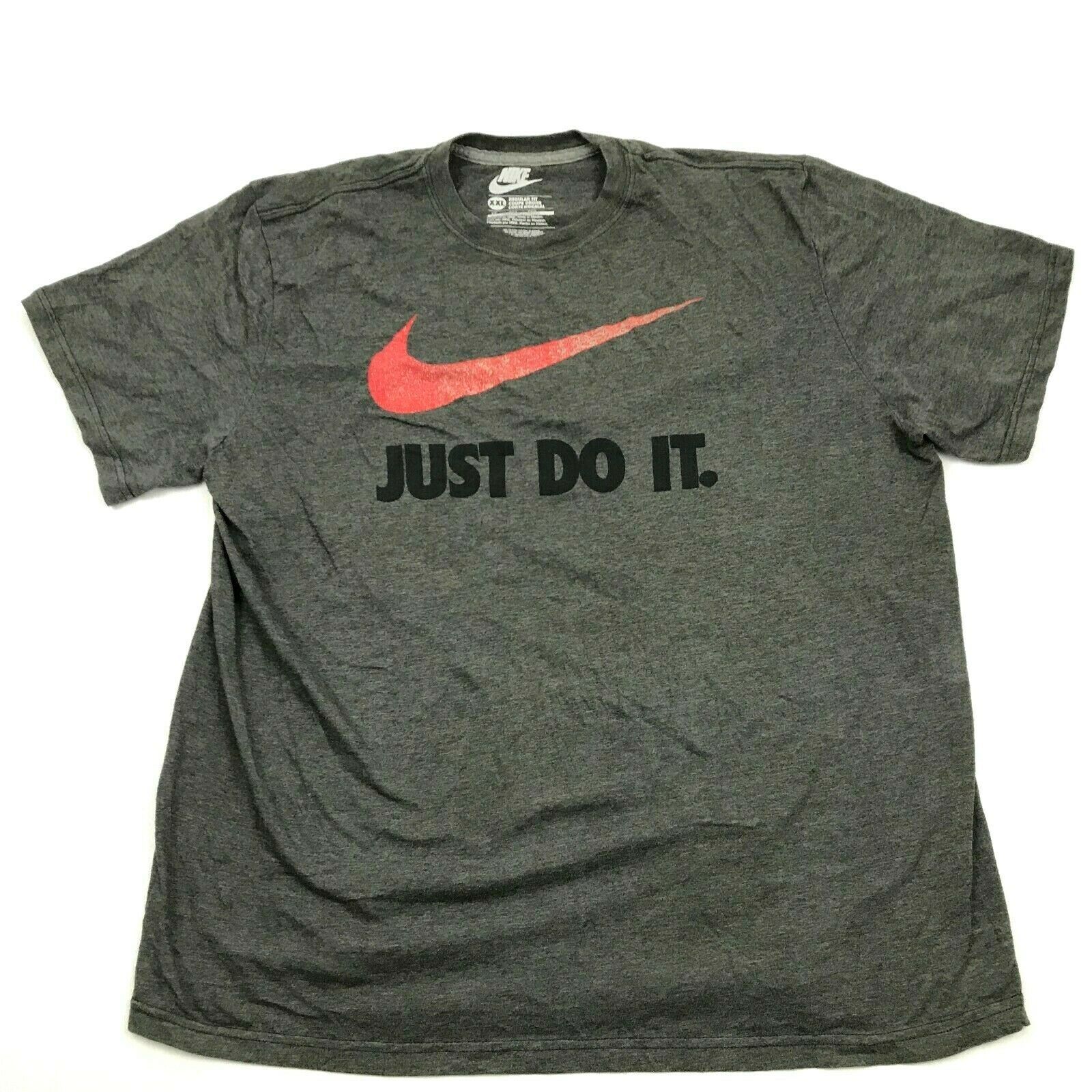 Nike Just Do It Shirt Men's Size 2XL XXL Regular Fit Gray Polycotton ...