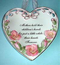 Royal Albert Mother Heart Shape Wall Plate Floral Sculpted Roses &amp; Messa... - $39.50