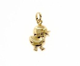 18K YELLOW GOLD ROUNDED CHICK POULT PENDANT CHARM 22 MM SMOOTH MADE IN ITALY image 1