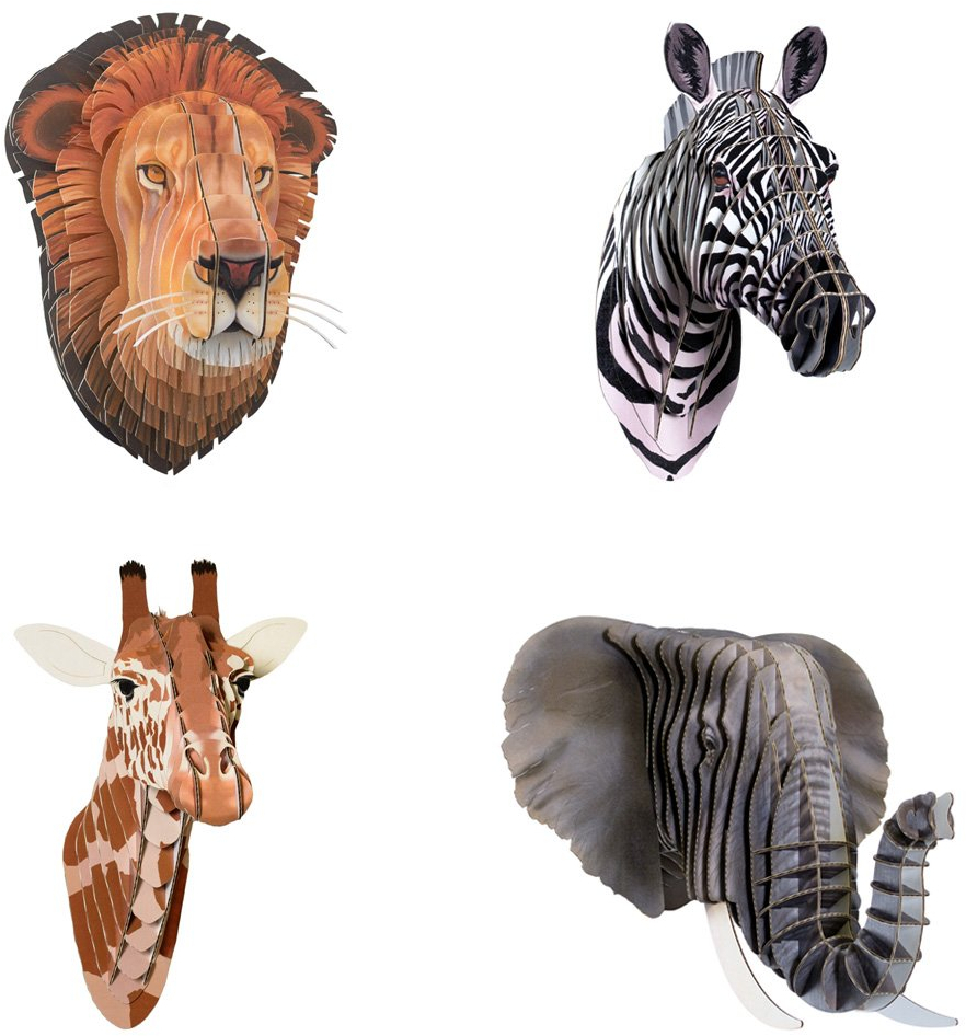 Cardboard Safari Recycled Cardboard Animal Taxidermy Multi Set, Lion ...