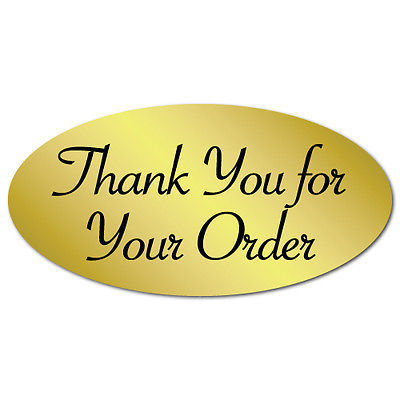 "Thank You for Your Order" Oval Stickers 2" x 1", Roll of 500 Seals - $33.64