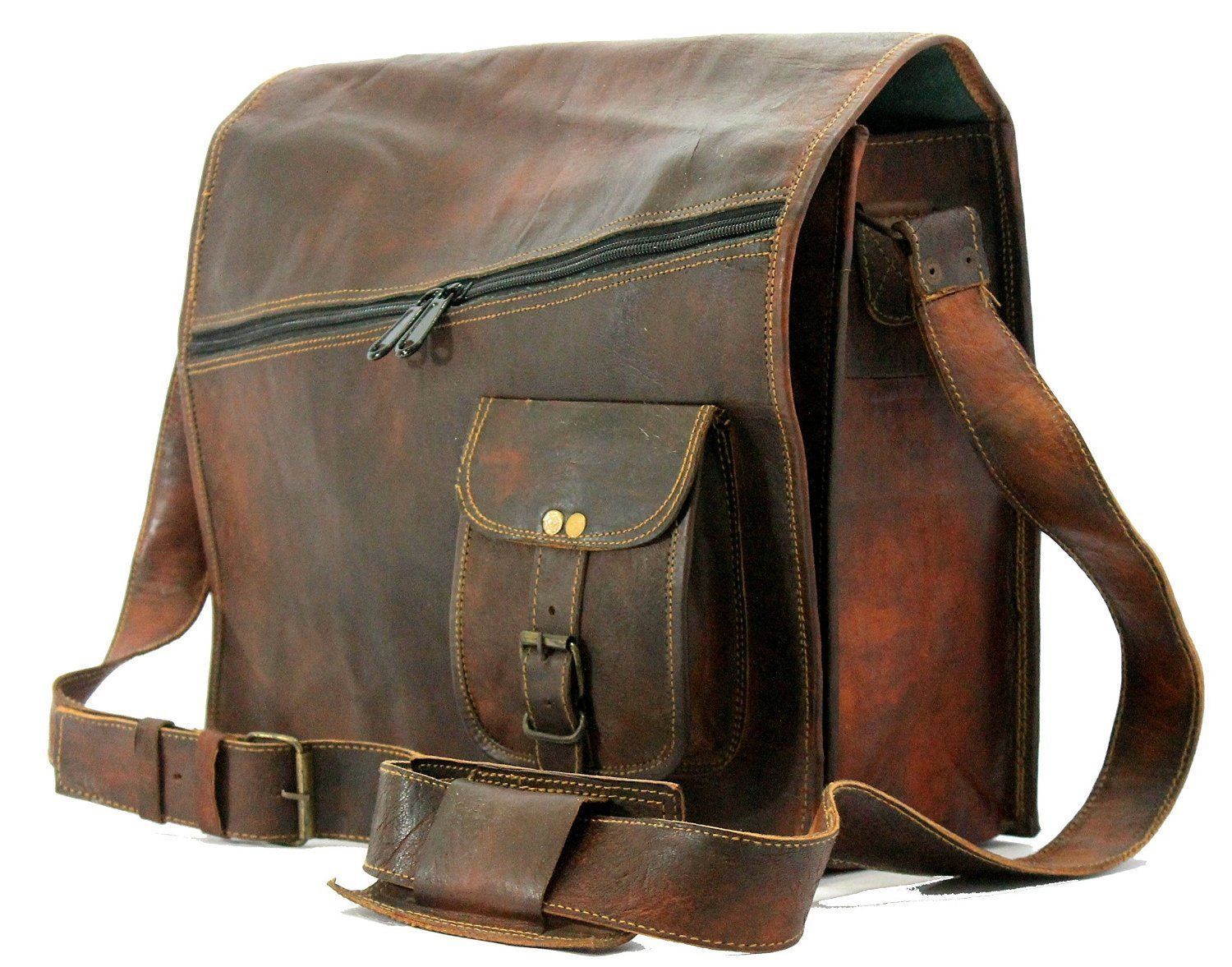 Men&#39;s Satchel Genuine Best Vintage Brown Leather Messenger Shoulder Laptop Bag - Backpacks, Bags ...