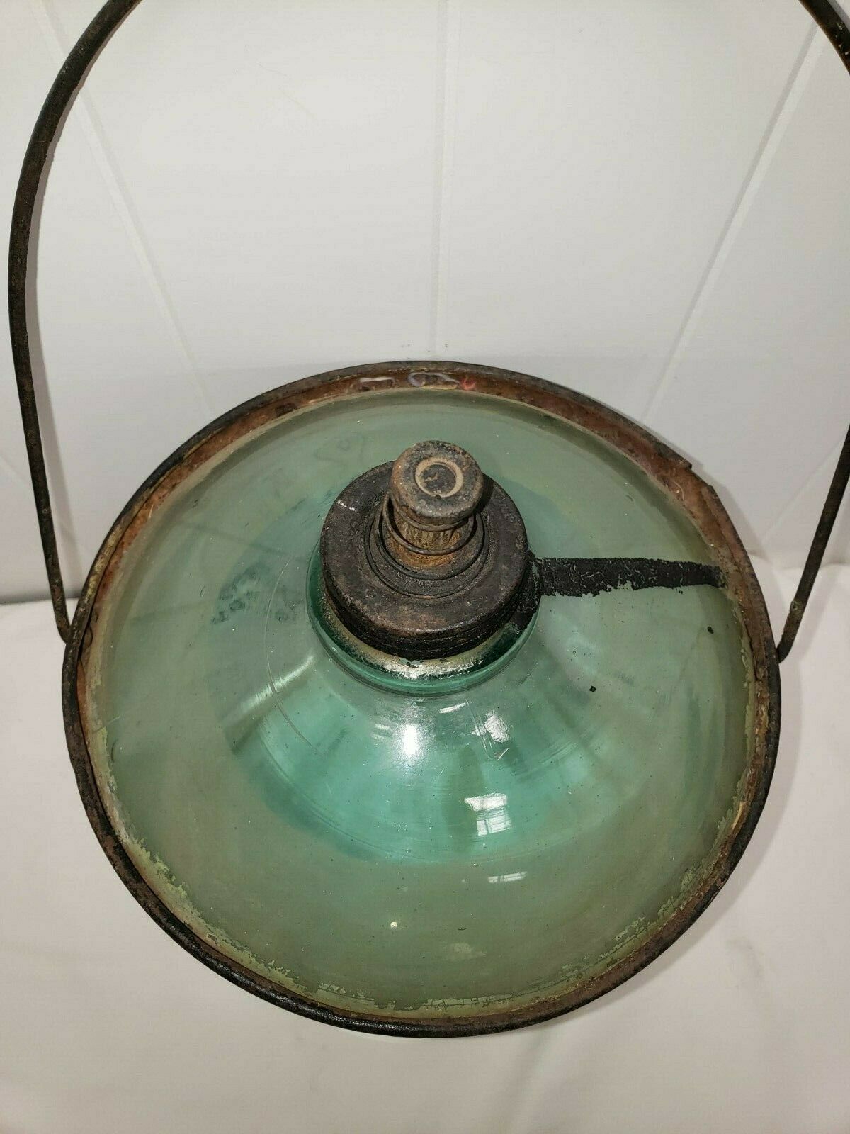 Antique 1919 One Gallon Glass Kerosene Jar Bottle Cleveland Metal