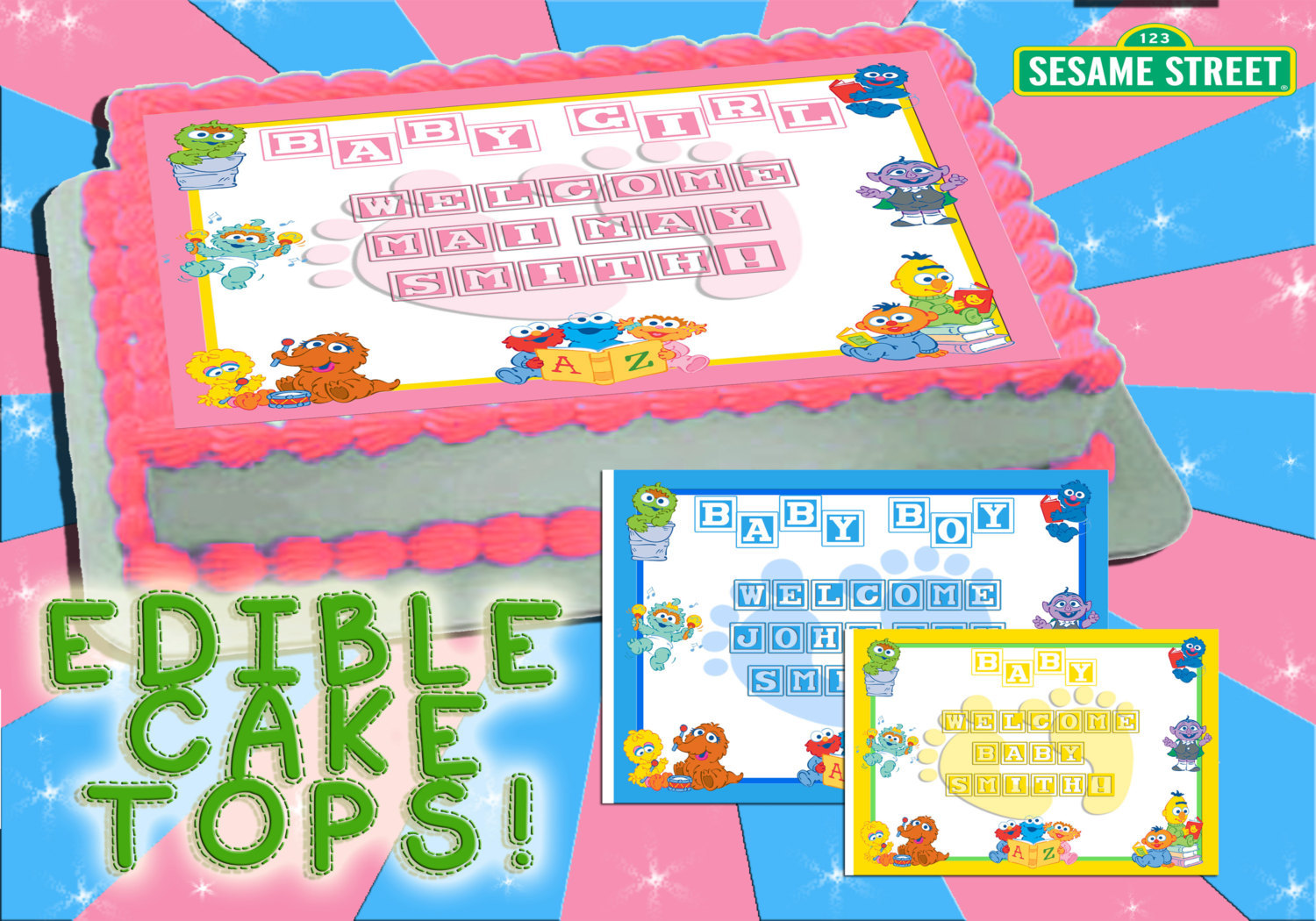 Sesame Stree Edible Cake Toppers Baby Shower And 21 Similar Items