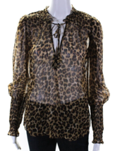 Veronica Beard Womens Sheer Leopard Print Long Sleeve Blouse Brown Size 4 - $89.00