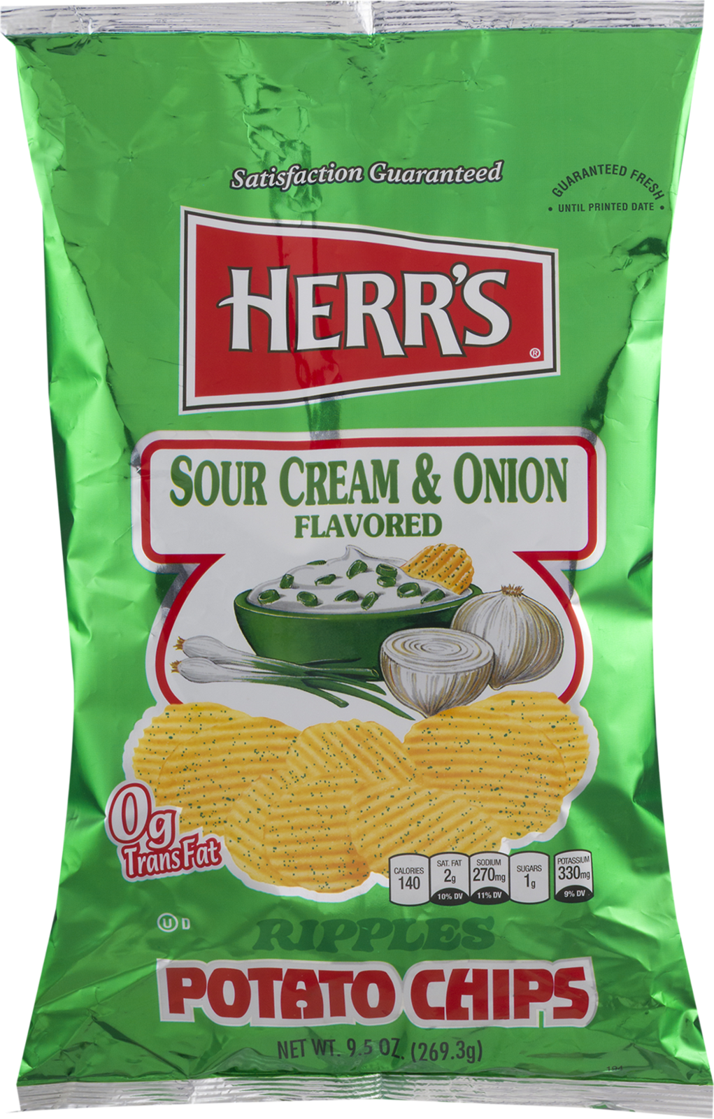 Herr's Sour Cream & Onion Ripple Potato Chips 9.5 Oz. (3 Bags) Chips
