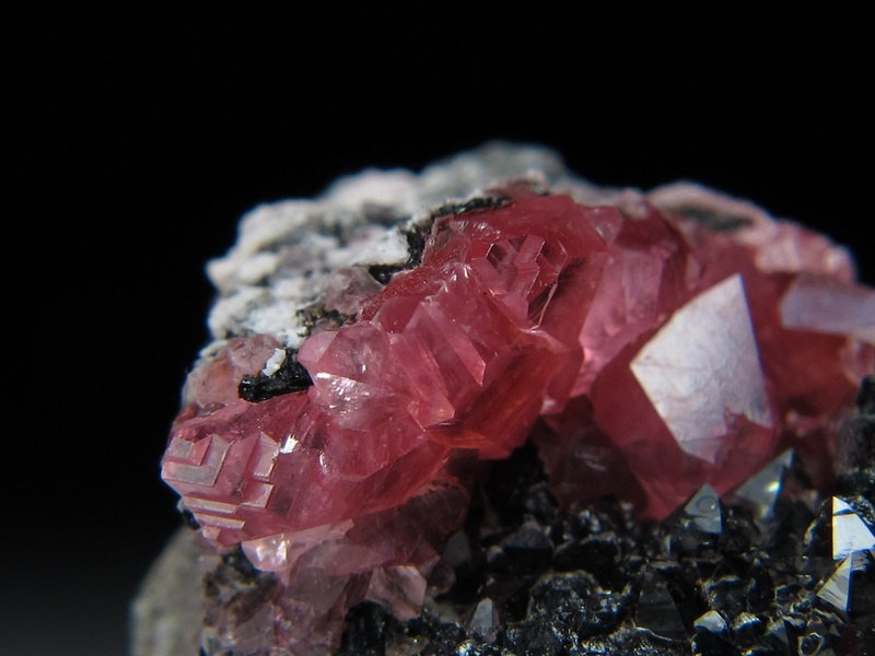 Gemmy Red Rhodochrosite Crystal Cluster on Manganite - $145.00