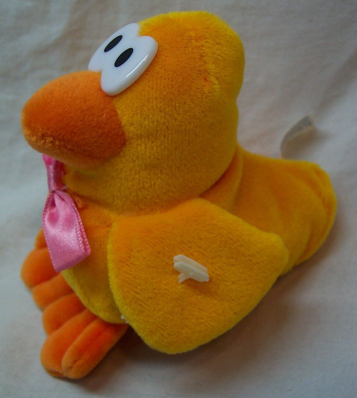 Dan Dee CUTE YELLOW DUCK WITH PINK BOW 3" Bean Bag STUFFED ANIMAL Toy