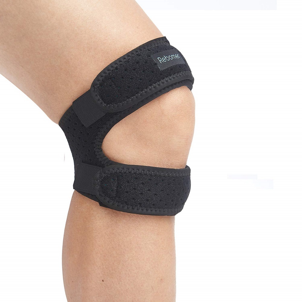 Patella Knee Strap, Rebomer Adjustable Knee Brace (3D Silicone Insert) (1Pack)