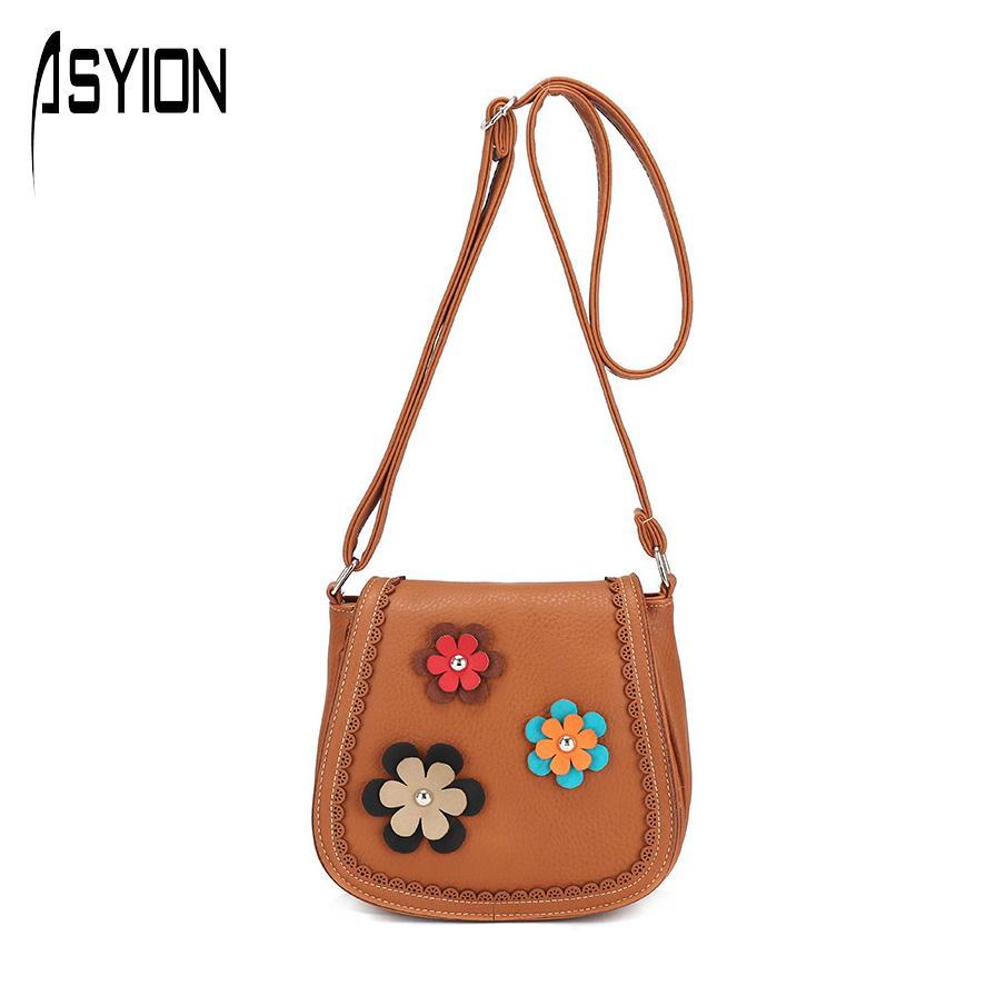 Design Colorful FloralCrossbody Bags Vintage Style Appliquess Handbag