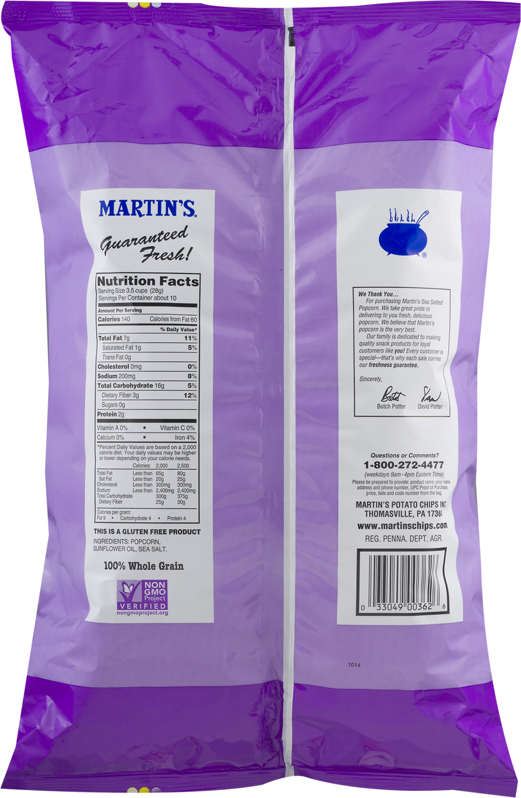 Martin's Slender Pop Sea Salted Popcorn 9.5 Oz. (2 Bags) Popcorn