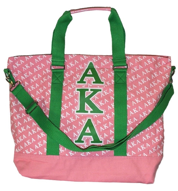 Alpha Kappa Alpha Salmon Pink and Green AKA Canvas Tote Bag - Handbags ...