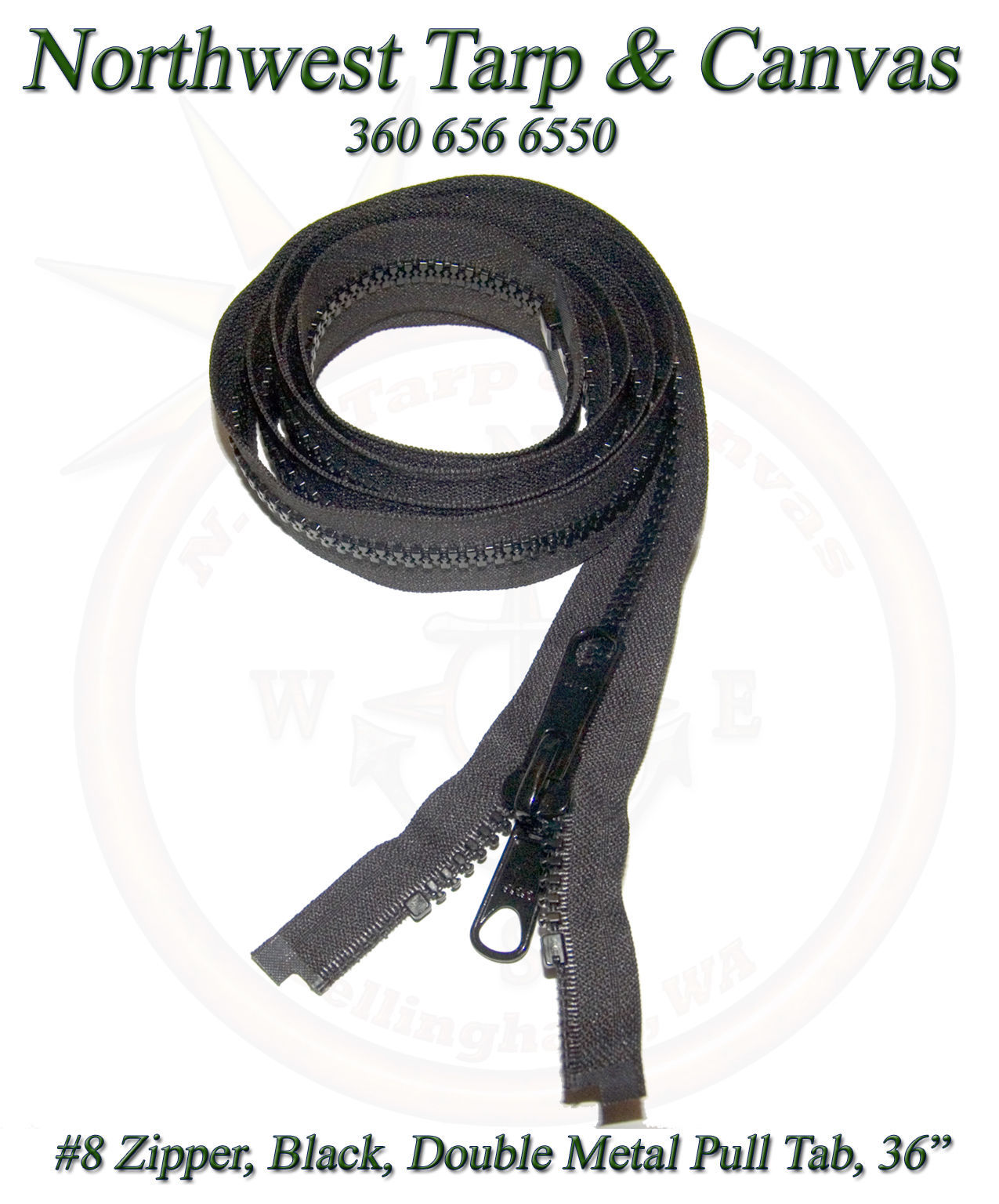 40/" Inch White #10 Separating YKK Zipper Vislon Double Metal Tab Slider