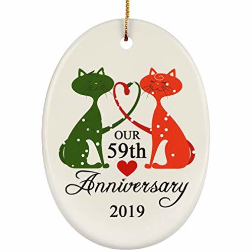 59th Wedding Anniversary Ornament With Ribbon Christmas