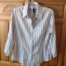 Womens Cranberry Striped Blouse Size Large by Jones New York Signature - $24.99