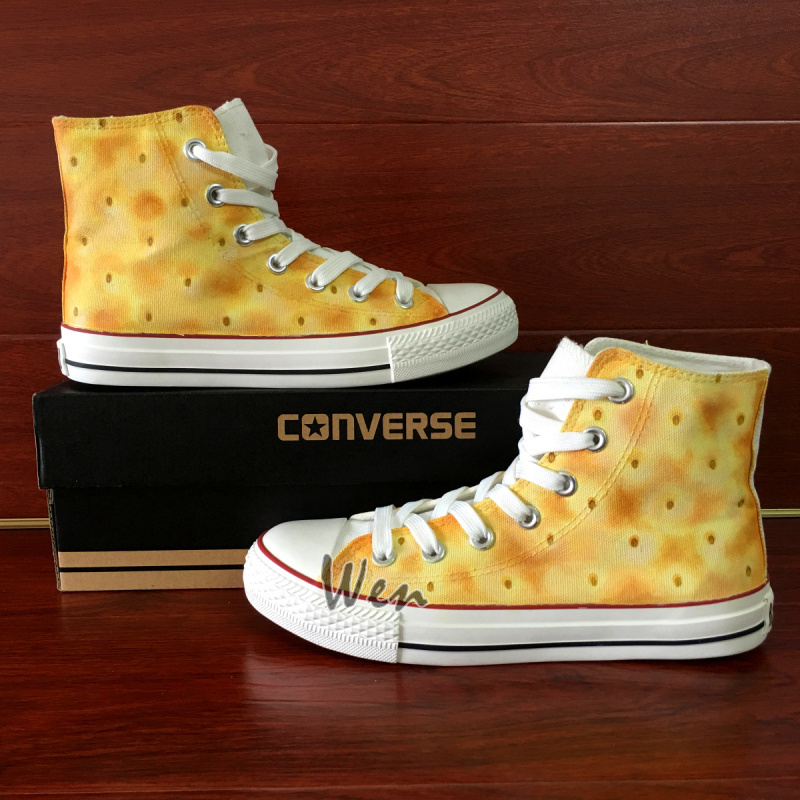 Soda Cracker Biscuit Design Hand Painted Shoes Converse All Star Unisex Sneakers