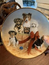 Basket Of Cheer Collectible Franklin Mint Dog Plate Free Ship - $11.83