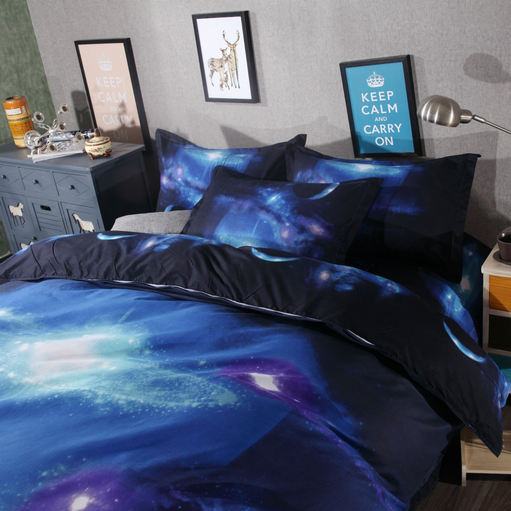 3D Bedding Set Duvet Cover Bed Sheet Pillow Cases Green Series Galaxy