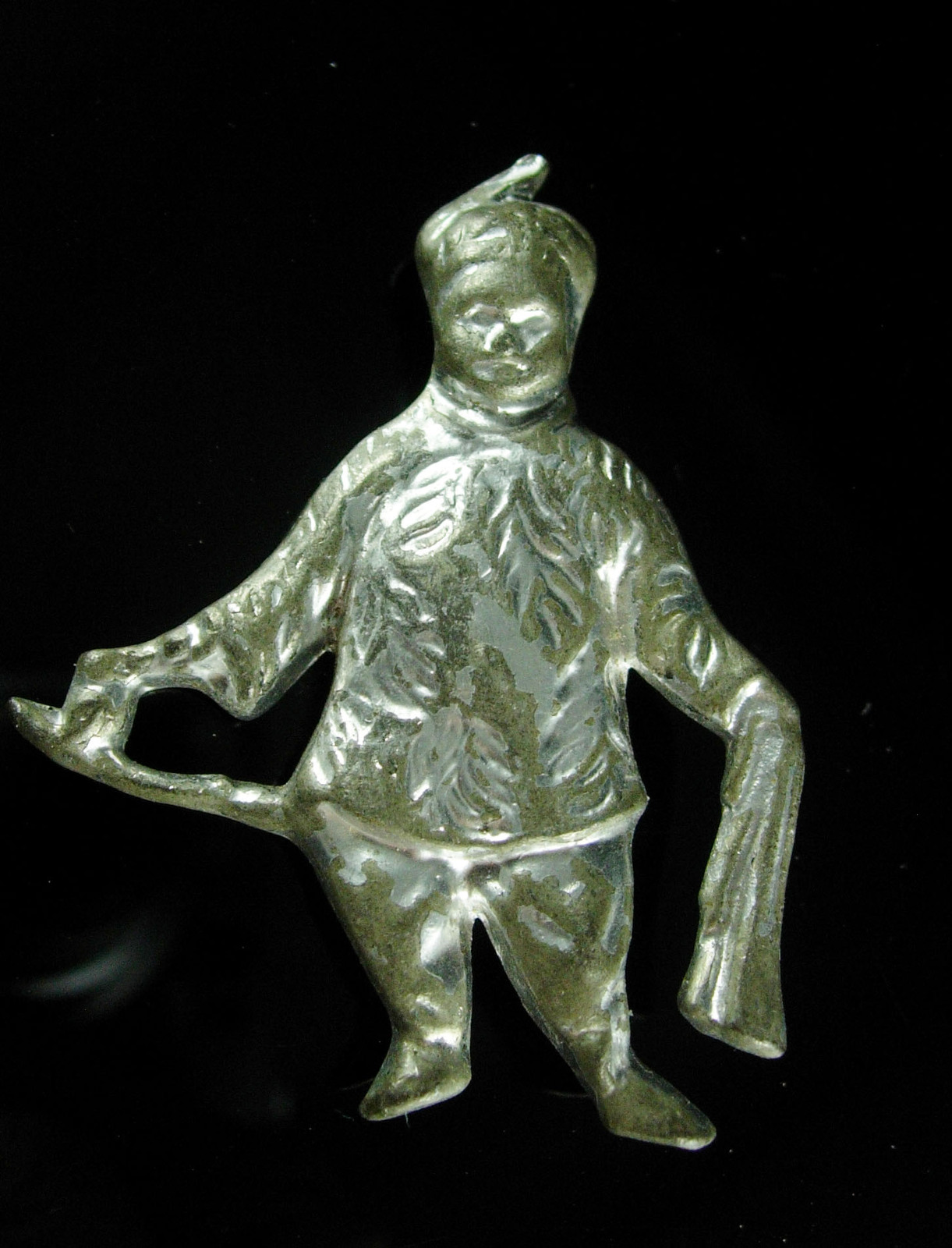 Unusual chinese brooch Oriental man asian figural pot metal rare estate