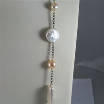 .925 SILVER RHODIUM NECKLACE 33,46 In, BAROQUE ROSE PEARL, ROUND & SPHERE SHAPE. image 4