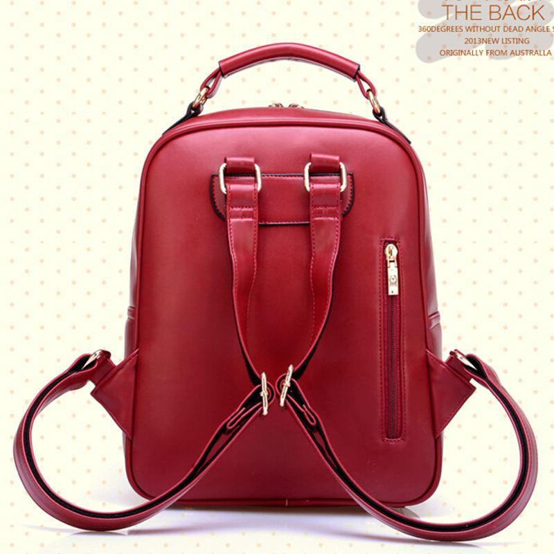lady antique college women leather backpack travel bag ladies version ...