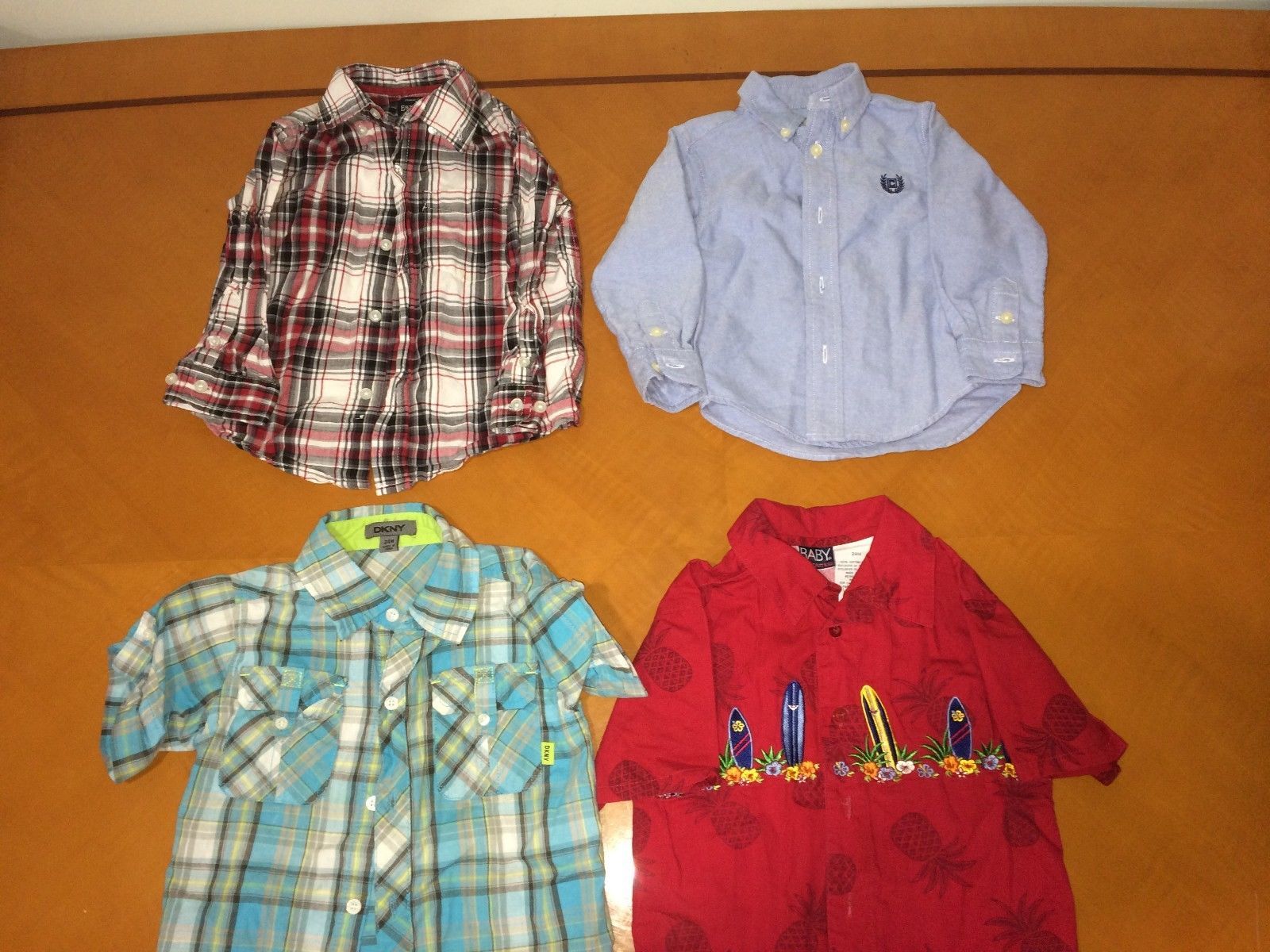Primary image for Lot of 4 Baby Boys Toddlers Button Down Shirts DKNY Chaps Children's Place 2T